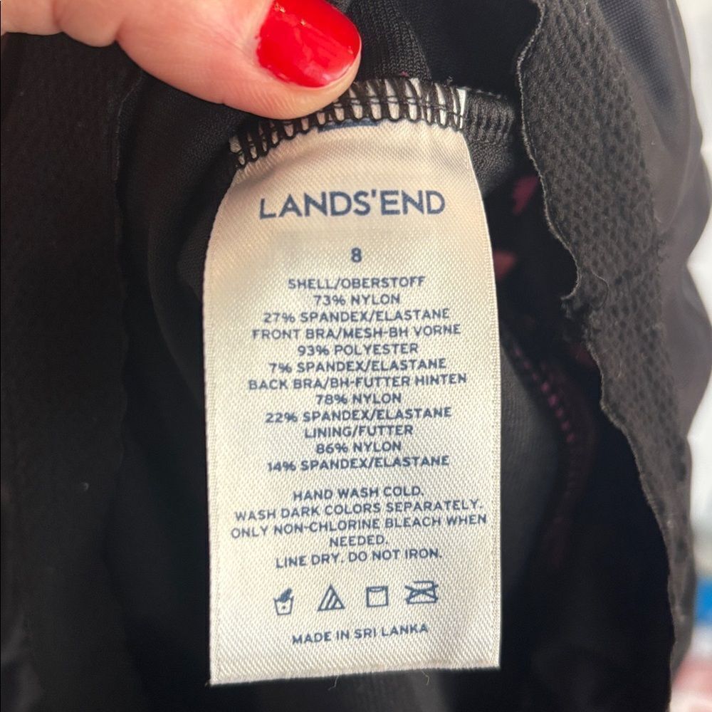 Lands’ End Floral Black and Pink Women's Tankini Bathingsuit Swim Top Size 8 - Picture 7 of 7